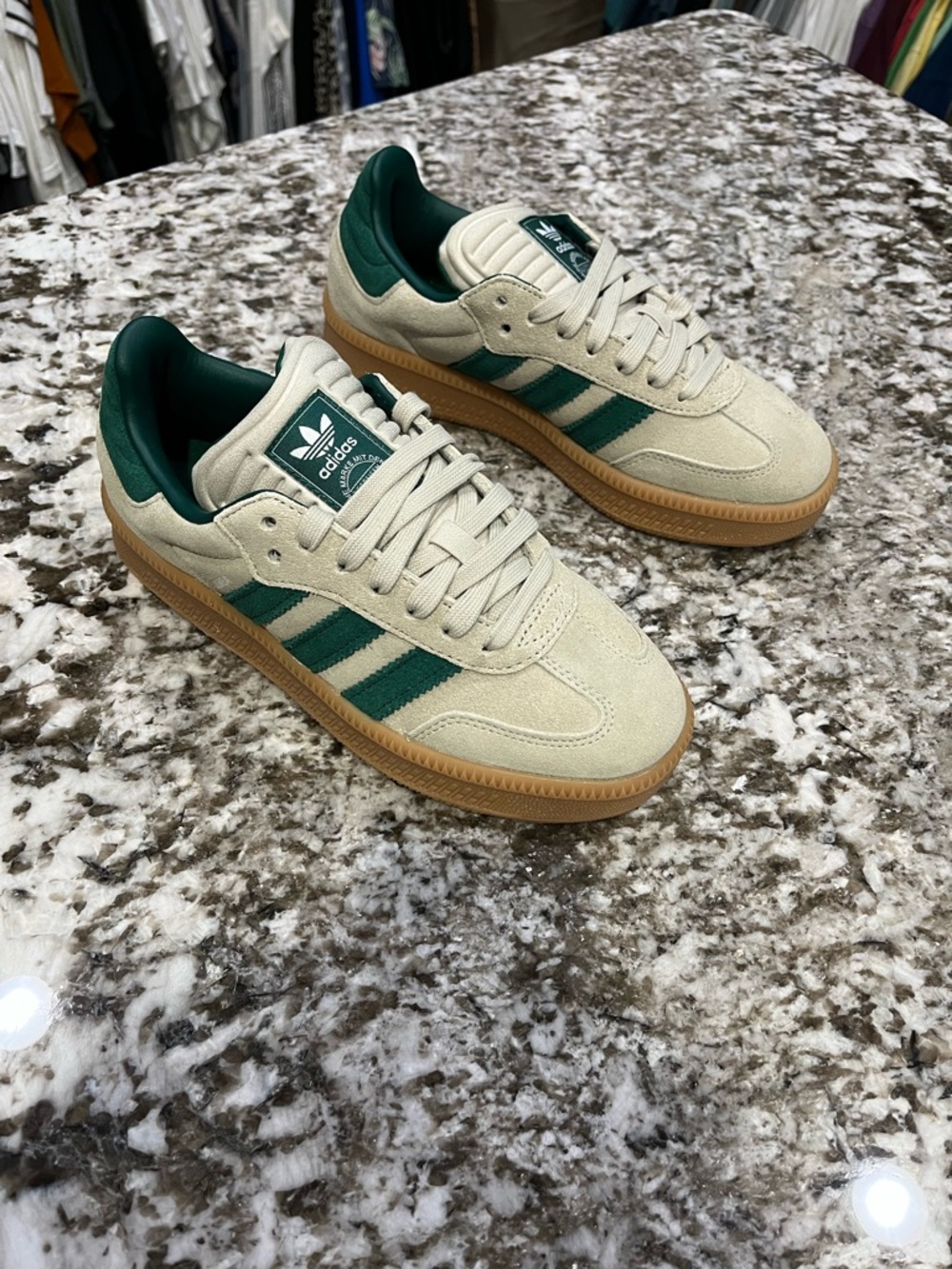 Size 5Y / 6W adidas Samba XLG Putty Grey / Collegiate Green / Gum JQ9886 - Picture 7 of 7